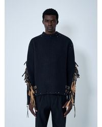 Prada - Leather Embellished Wool Sweater - Lyst