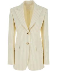 Sportmax - Cream Aversa Single-Breasted Striped Blazer - Lyst