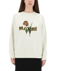 Marni - Cotton Sweatshirt With Tulip Print - Lyst