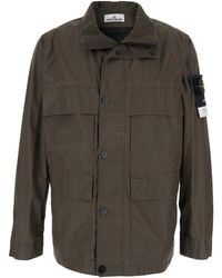Stone Island - Field Jacket With Pigmented Wax Coating - Lyst