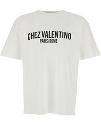 Valentino - 'Chez' Crewneck T-Shirt With Maxi Logo Print On The Front - Lyst