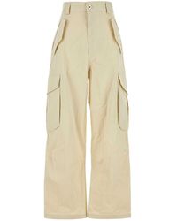 パンツ BOTTEGA VENETA Sand cotton blend cargo pant Bottega Veneta High-rise Cotton-blend Satin Cargo Pants in