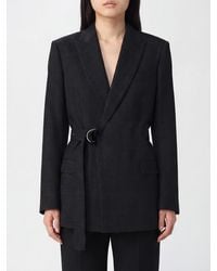 Loewe - Prince Of Wales Wool Double-Breasted Blazer With Wrap Closure - Lyst