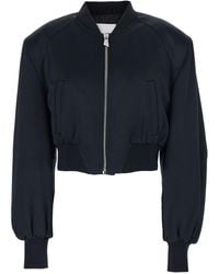 The Attico - Cropped Bomber Jacket With Tonal Logo Lettering Embroidery On The Front - Lyst