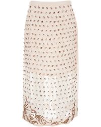 Dries Van Noten - 'Sokna' Skirt With Rhinestone Embellishments On The Front And Rear Concealed Zip Closure - Lyst