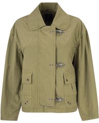 Fay - Cropped Technical Cotton Jacket With Signature Hook Fastening - Lyst