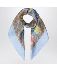 Gucci - Silk Twill Carre With Gg Print - Lyst