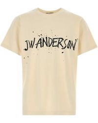 JW Anderson - Jw Anderson Melange Ivory Cotton T-Shirt - Lyst