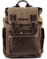 Brunello Cucinelli - Herringbone-Texture Backpack With Leather Trims - Lyst