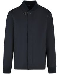 Fay - Cotton Blend Microfaille Bomber Jacket - Lyst