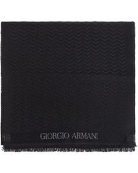 Giorgio Armani - Herringbone Pattern Wool Fringed Scarf Accessories - Lyst