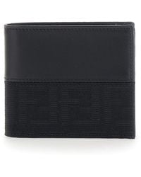 Fendi - Dark Bi-Fold Wallet With Ff Motif - Lyst