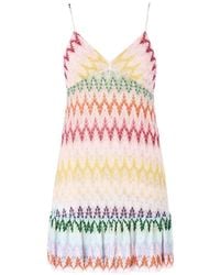 Missoni - V-Neck Chevron-Pattern Mini Dress - Lyst