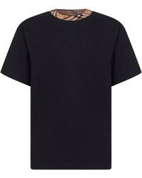 Burberry Icon Stripe Trim Cotton T-shirt in White for Men | Lyst
