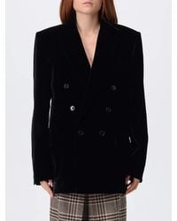Saint Laurent - Double-Breasted Velvet Blazer - Lyst