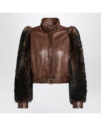 Chloé - Chloã Cropped Leather And Shearling Jacket - Lyst
