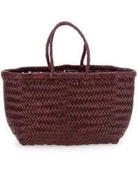 Dragon Diffusion - 'Triple Jump' Bordeaux Handbag With Two Top Handles And Interwoven Design - Lyst