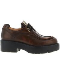 Miu Miu - Smoked Leather Lace Up Shoes - Lyst