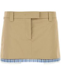 ミニスカート MIU MIU Cotton mini skirt with high cashmere and cotton band Miu Miu Cotton Mini Skirt With High Cashmere And Cotton Band