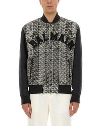 Balmain - Monogrammed Varsity Jacket With Patches - Lyst
