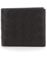 Bottega Veneta - Bi-Fold Wallet With Intrecciato Motif And Embossed Logo On The Inside - Lyst