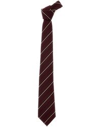 Saint Laurent - Bordeaux Tie With Rear Tie Closure And All-Over Stirped Motif - Lyst