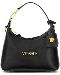 Versace - Tag Leather Hobo Bag - Lyst