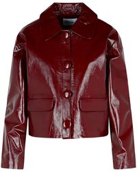 Self-Portrait - Burgundy Leather Jacket - Lyst