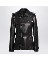 Burberry - Mini Short Leather Jacket With Studs - Lyst