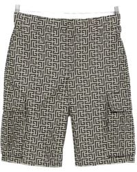 Balmain - Monogrammed Cargo Shorts - Lyst