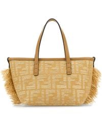 Fendi - Embroidered Raffia Mini Roll Handbag - Lyst