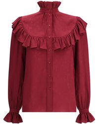 Saint Laurent - Silk Blouse With Ruffles - Lyst