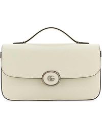 【関税&送料込】Gucci Chalk Leather Small Petite Gg Handbag Gucci Chalk Leather Small Petite Gg Handbag in Natural | Lyst