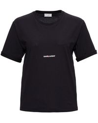 Saint Laurent - Crewneck T-Shirt With Logo Lettering Print - Lyst
