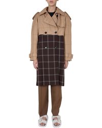 Marni - Double-Breasted Trench Coat With Two-Tone Design - Lyst