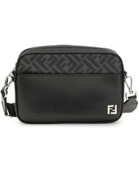 Fendi - Ff Leather And Canvas Shoulder Bag - Lyst