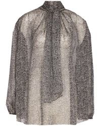 Dolce & Gabbana - Dolce&Gabbana Silk Chiffon Blouse With Chevron Print - Lyst