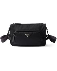 Prada - Medium Re-Nylon And Saffiano Leather Shoulder Bags - Lyst