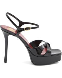 Saint Laurent - Debbie Patent Leather Sandals - Lyst