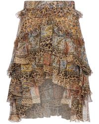 Etro - Paisley And Animal Print Silk Ruffled Mini Skirt - Lyst