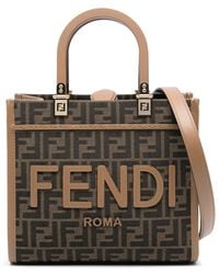 Fendi - Sunshine Small Ff Jacquard & Leather Tote - Lyst