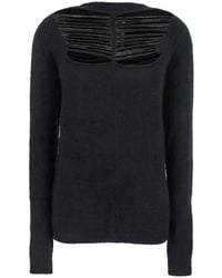 Rick Owens - Sweater With Distressed Effect And Cut-Out Details On The Front - Lyst