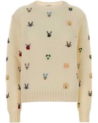 Loewe - Cream Wool Blend Sweater - Lyst
