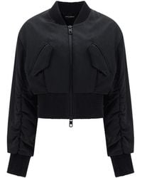 Dolce & Gabbana - Charmeuse Bomber Jacket With Draped Sleeves - Lyst