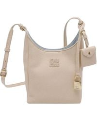Miu Miu - Leather Bucket Bag With Adjustable Shoulder Strap - Lyst