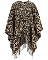 Fendi - Wool Poncho With Animal Tiger Print - Lyst