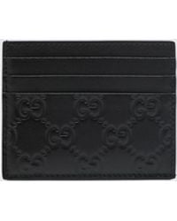 Gucci - Gg Emblem Embossed Leather Card Holder - Lyst