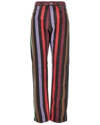 Versace - Cotton Denim Jeans With Striped Motif - Lyst