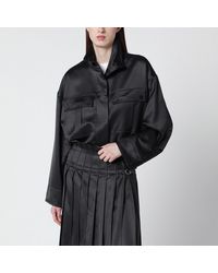 DURAZZI MILANO - Dark Grey Glossy Viscose Shirt Jacket - Lyst