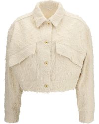 Brunello Cucinelli - Fuzzy Dyed Denim Outerwear Jacket With Monili - Lyst